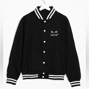 Kaomoji Himedere Varsity Black Jacket, Anime, Size Large, Unisex